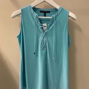 NWT Aqua sleeveless dress tank from White House Black Market. Lace up front.